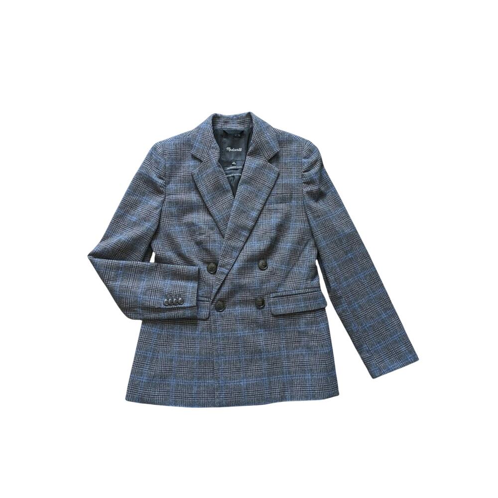Madewell The Rosedale Blazer Womens 00 Gray-Blue Wool Glen Plaid Heritage Preppy